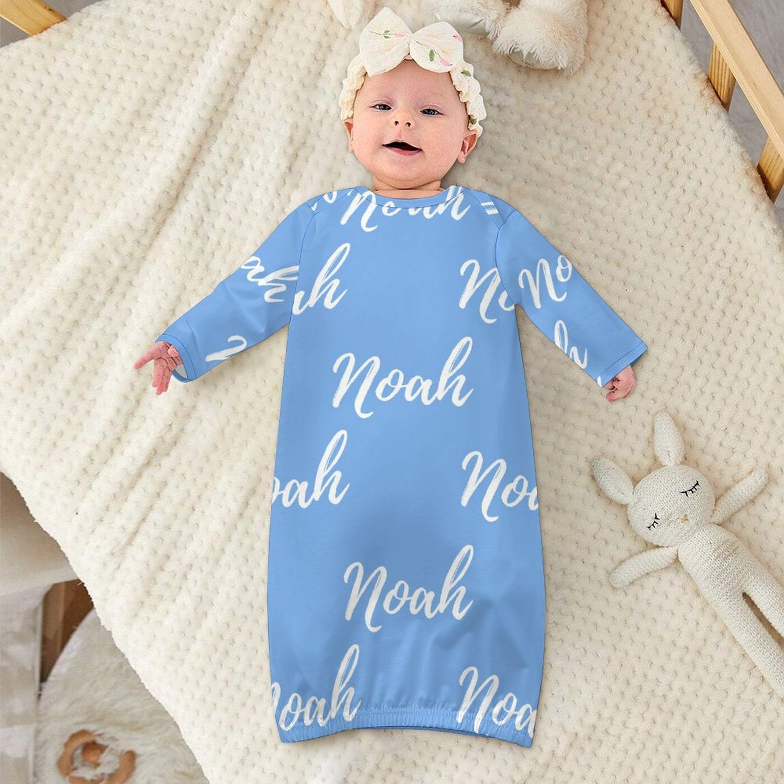 Personalized Baby Sleeper Gown With Name – Blue Collection