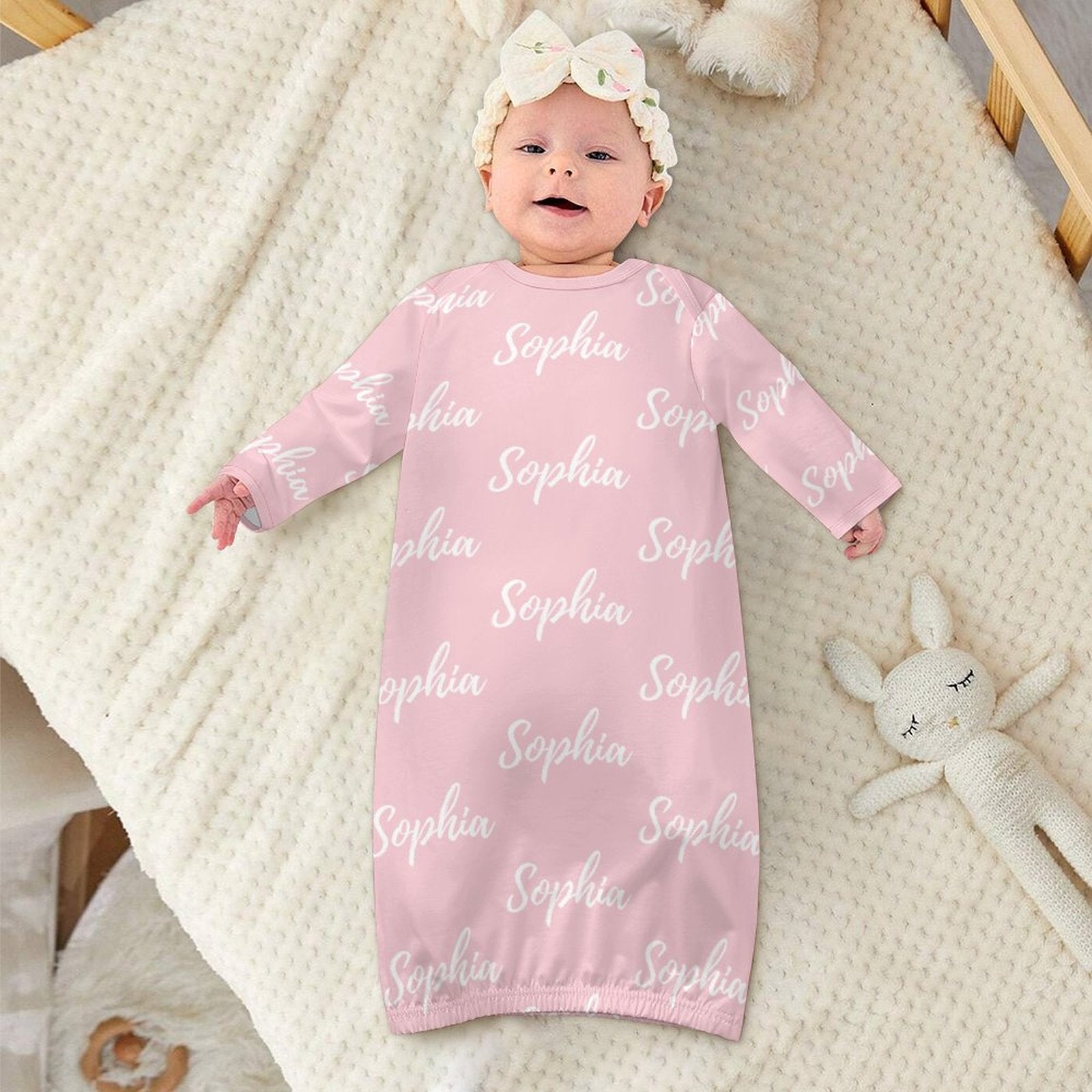 Personalized Baby Sleeper Gown With Name – Pink Collection