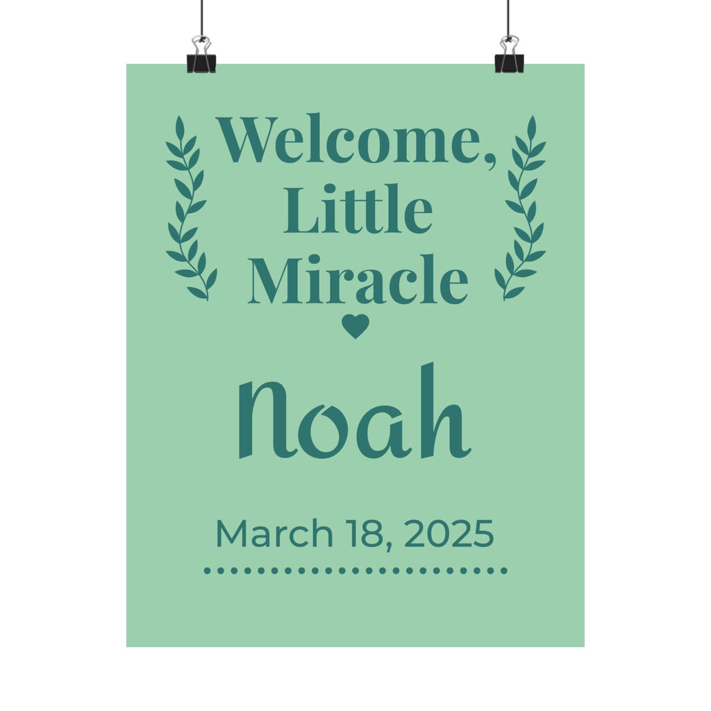 Personalized Nursery Poster – "Sage Boho Welcome"