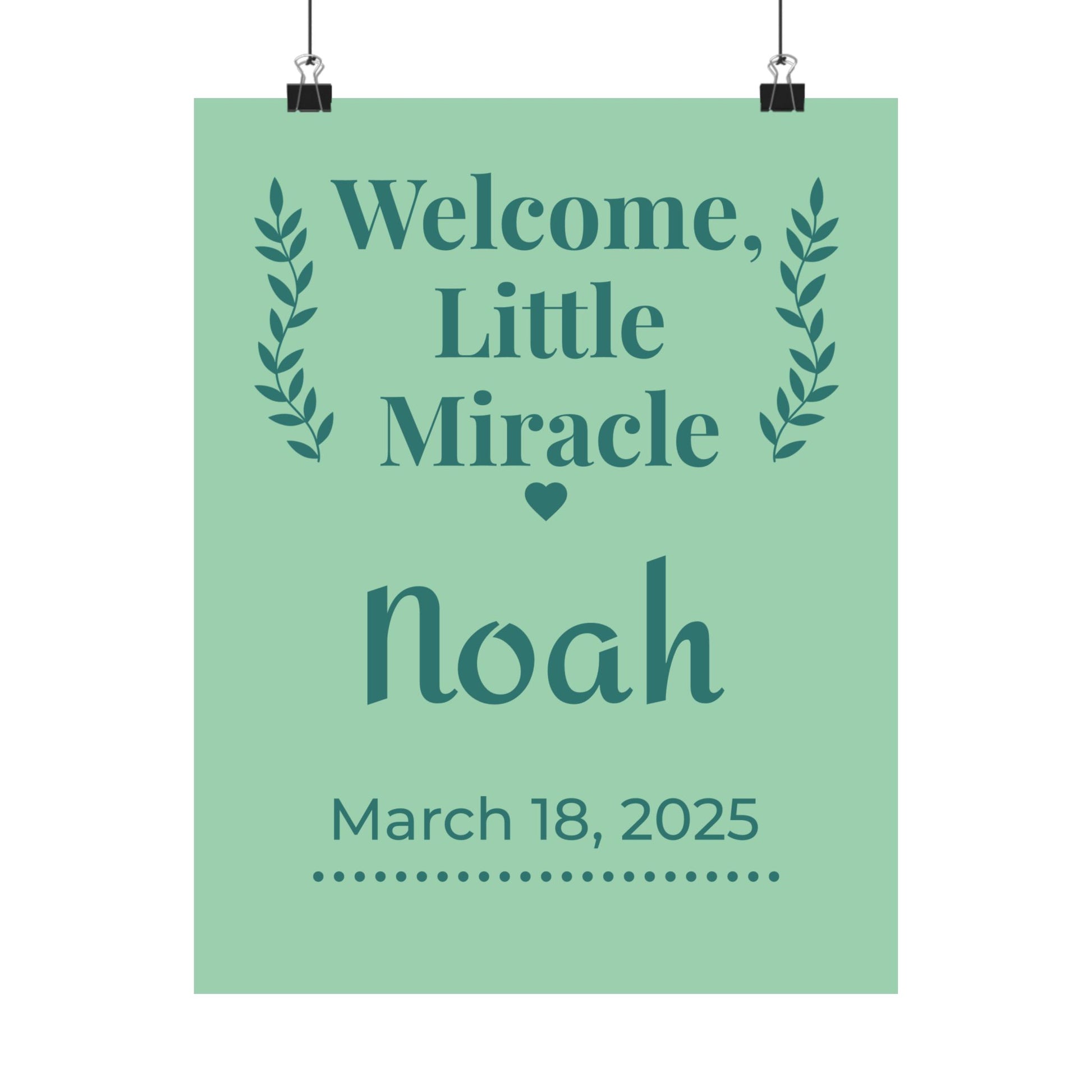 Personalized Nursery Poster – "Sage Boho Welcome"