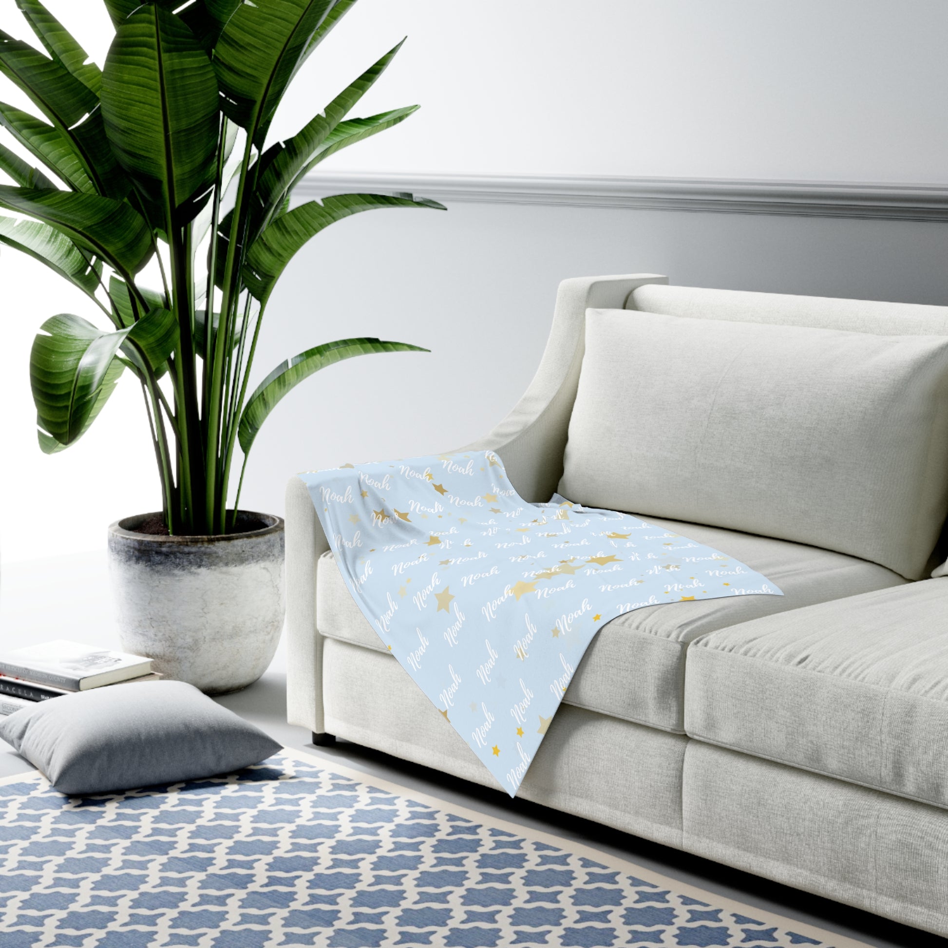 Personalized Baby Swaddle Blanket – Sky Blue Collection