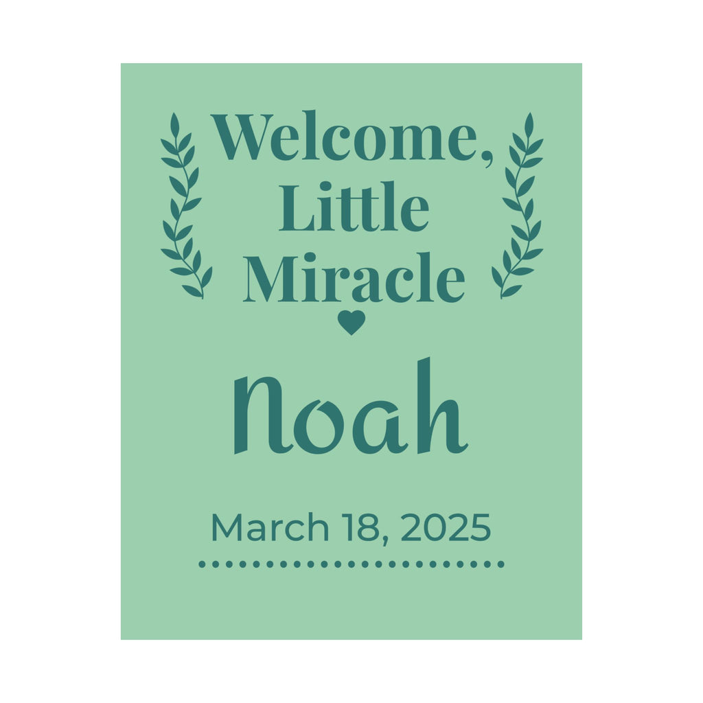 Personalized Nursery Poster – "Sage Boho Welcome"