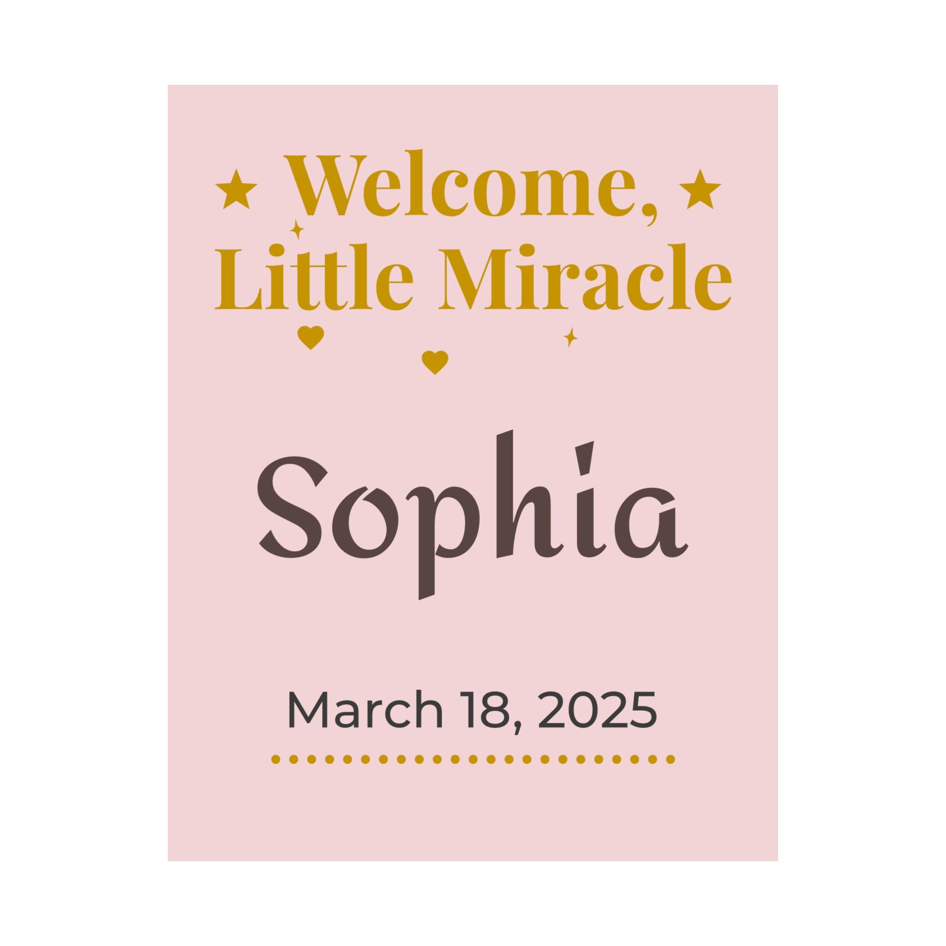 Personalized Nursery Poster – "Welcome, Little Miracle"