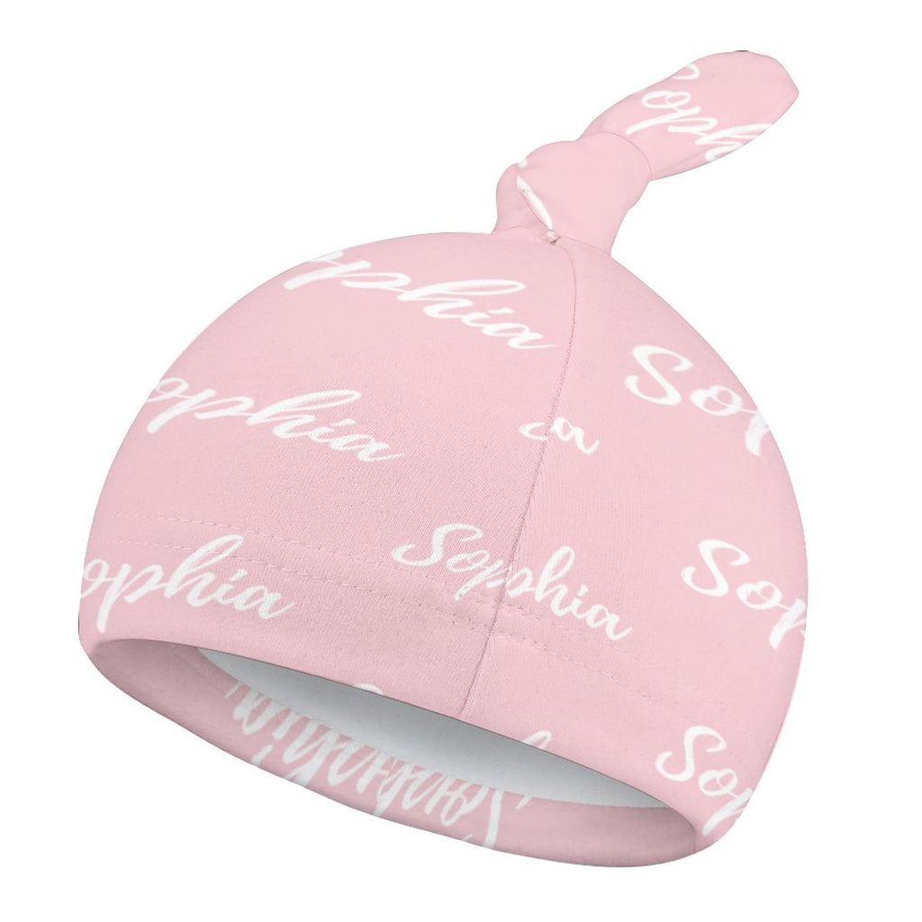 Personalized Baby Knot Hats – Set of 2 Soft Double-Faced Beanies with Name Pink Collection