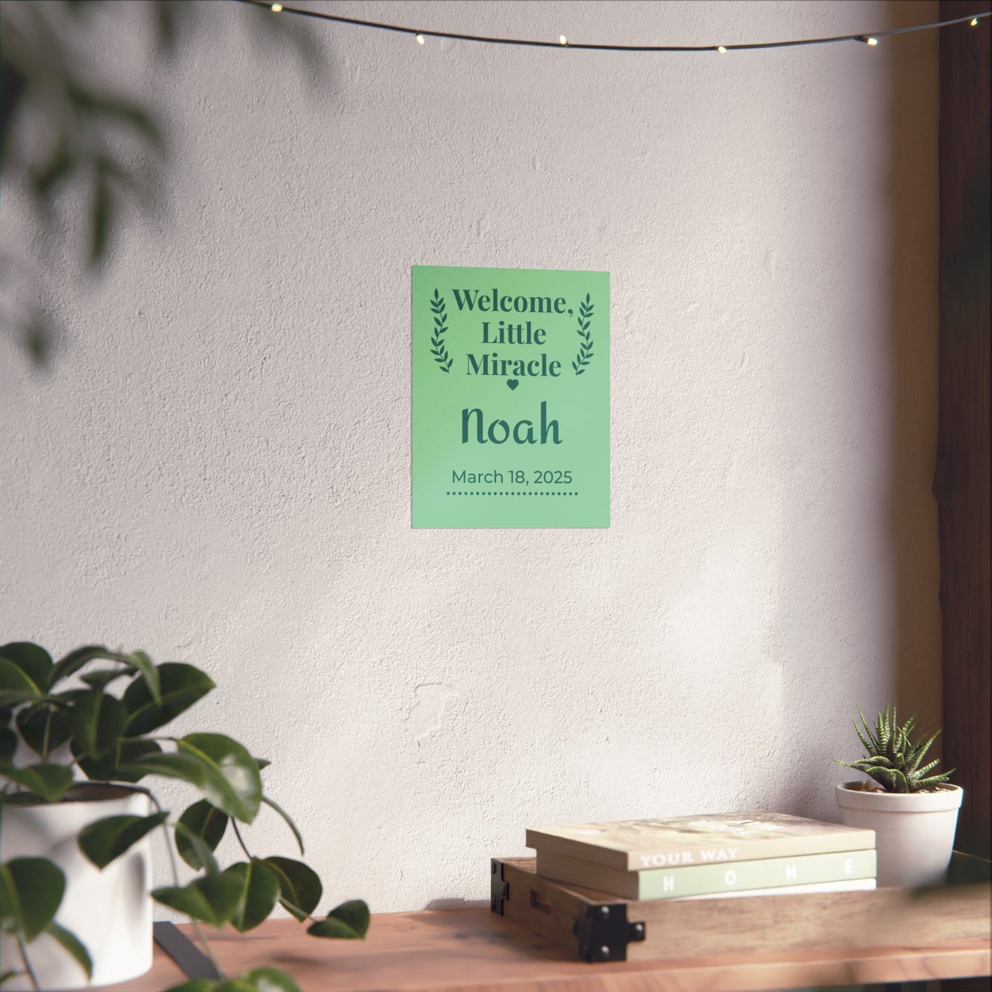 Personalized Nursery Poster – "Sage Boho Welcome"