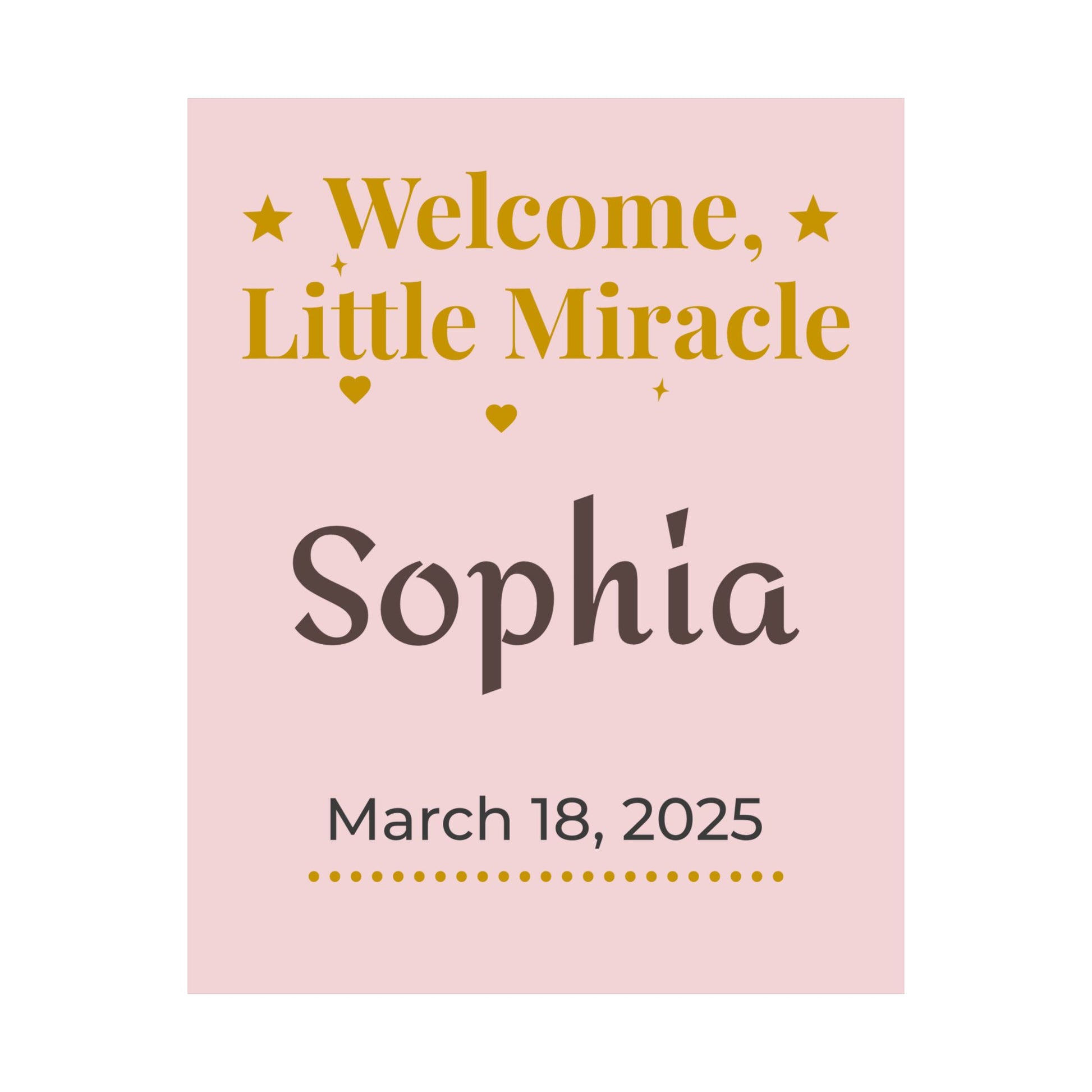 Personalized Nursery Poster – "Welcome, Little Miracle"