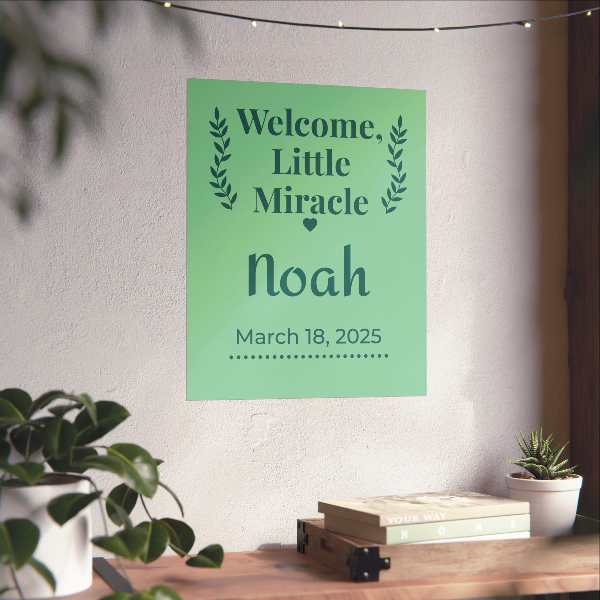 Personalized Nursery Poster – "Sage Boho Welcome"