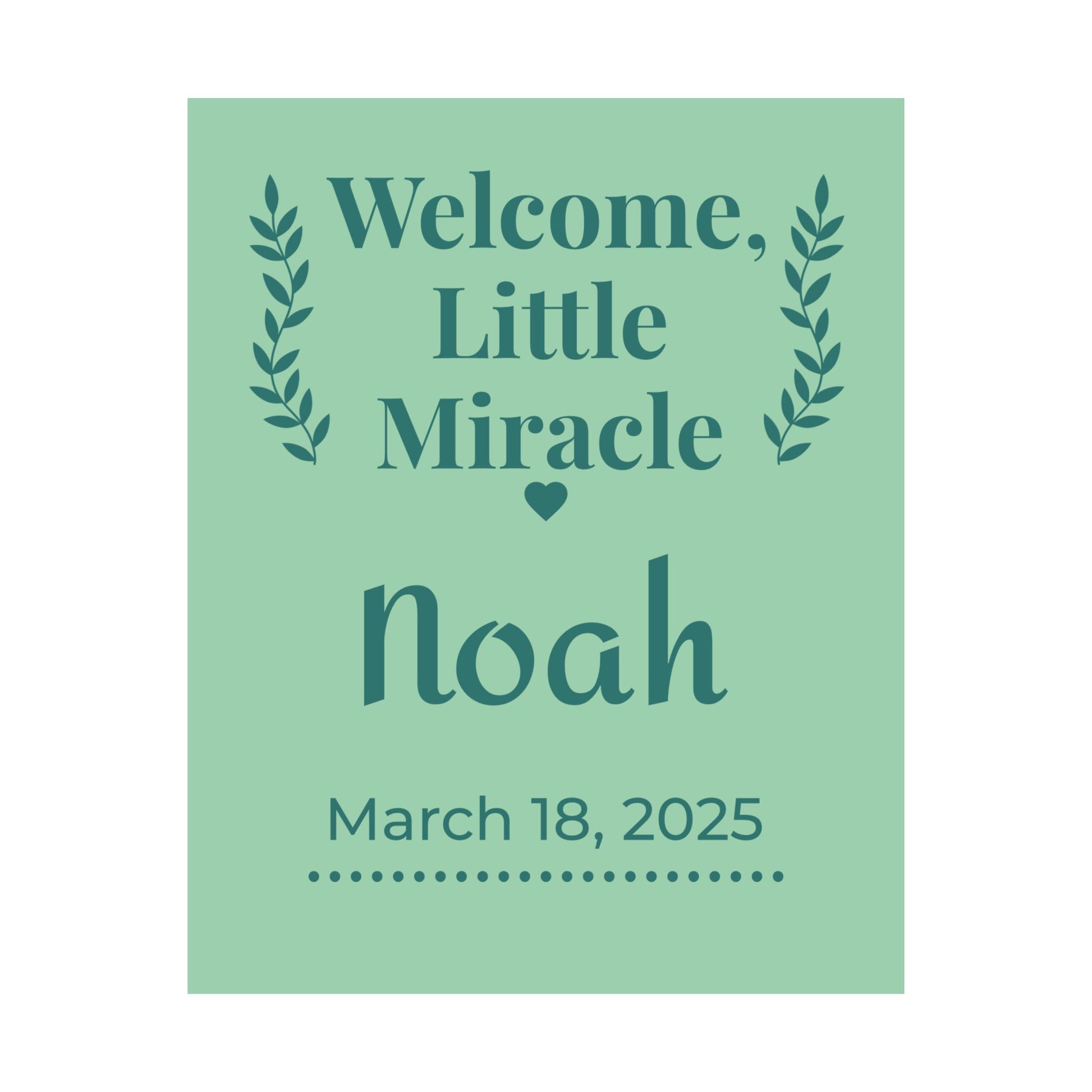 Personalized Nursery Poster – "Sage Boho Welcome"