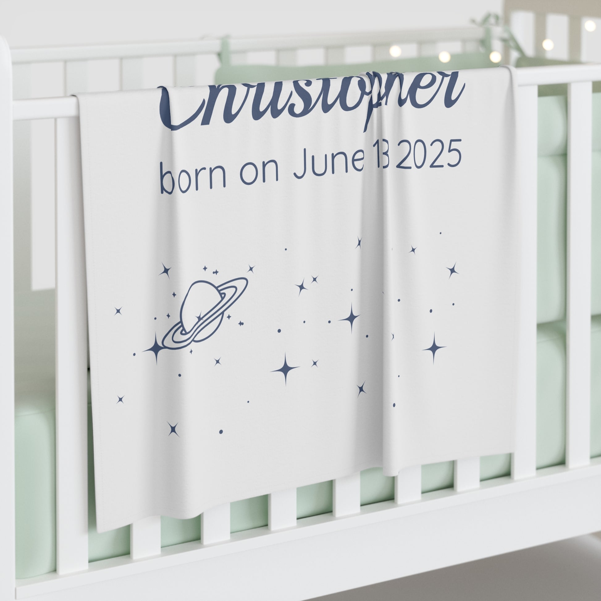 Personalized Baby Name and Birth Date Swaddle Blanket