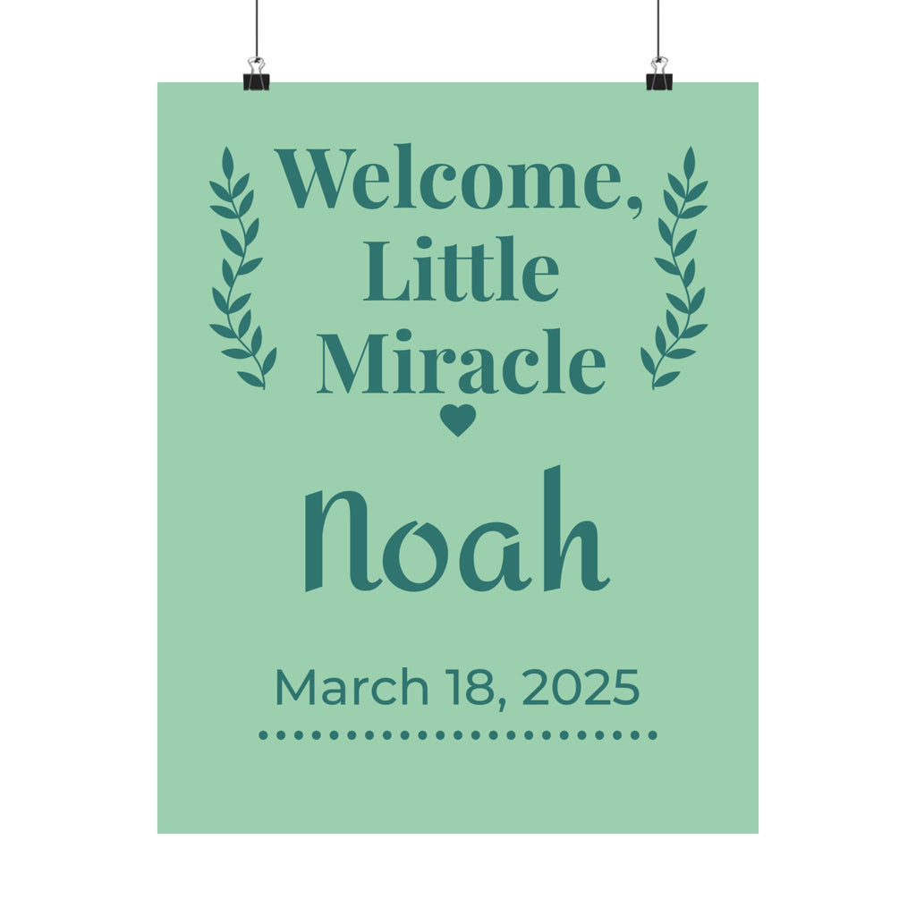 Personalized Nursery Poster – "Sage Boho Welcome"