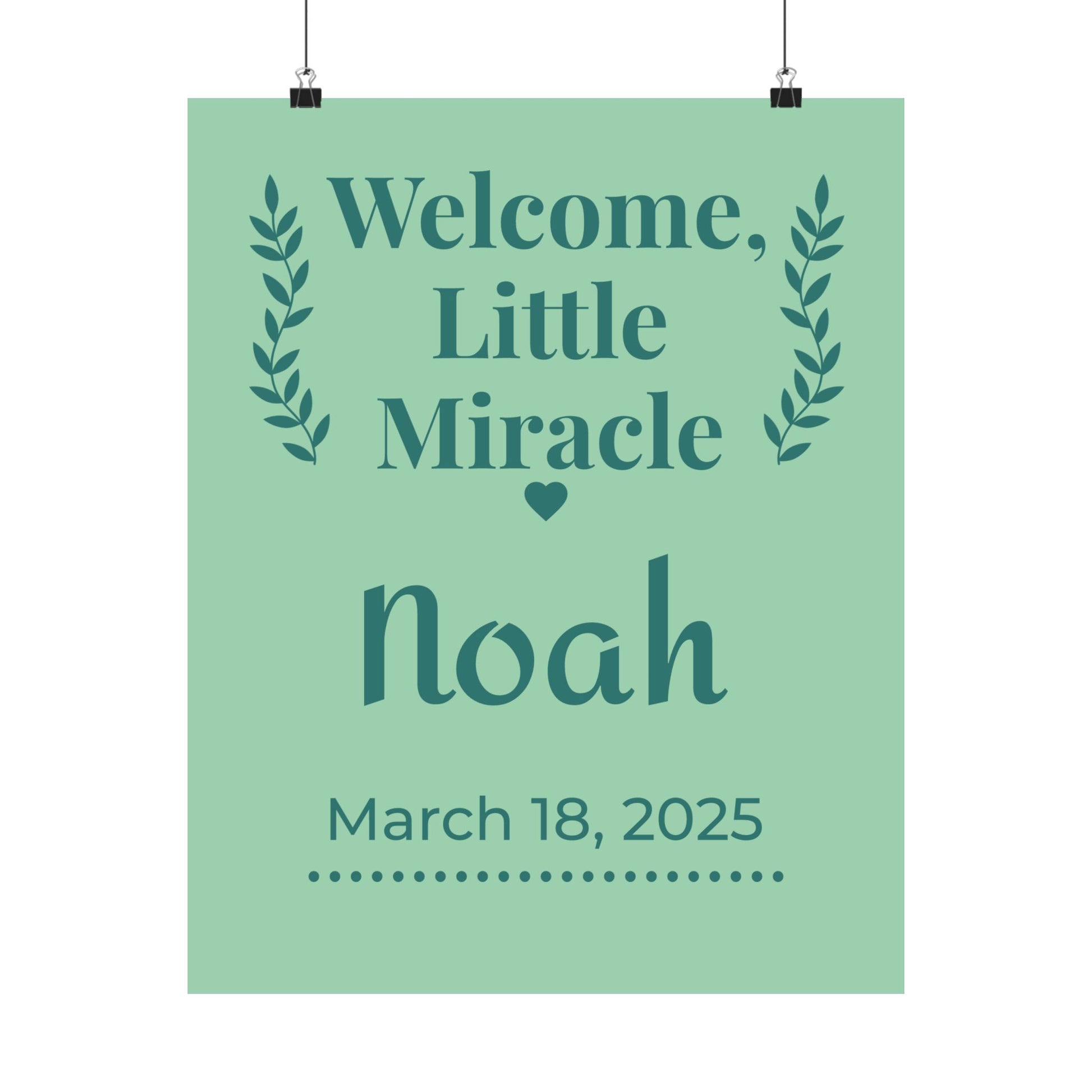 Personalized Nursery Poster – "Sage Boho Welcome"