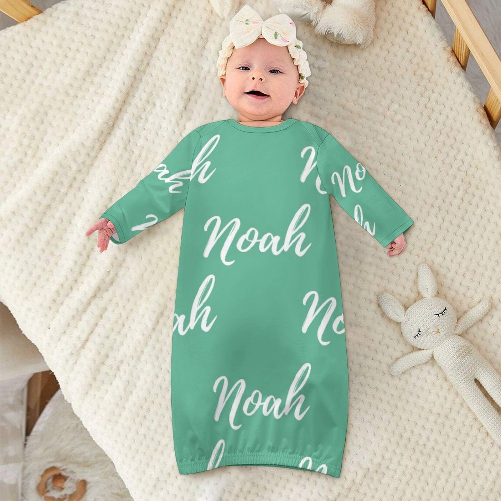 Personalized Baby Sleeper Gown With Name – Green Collection
