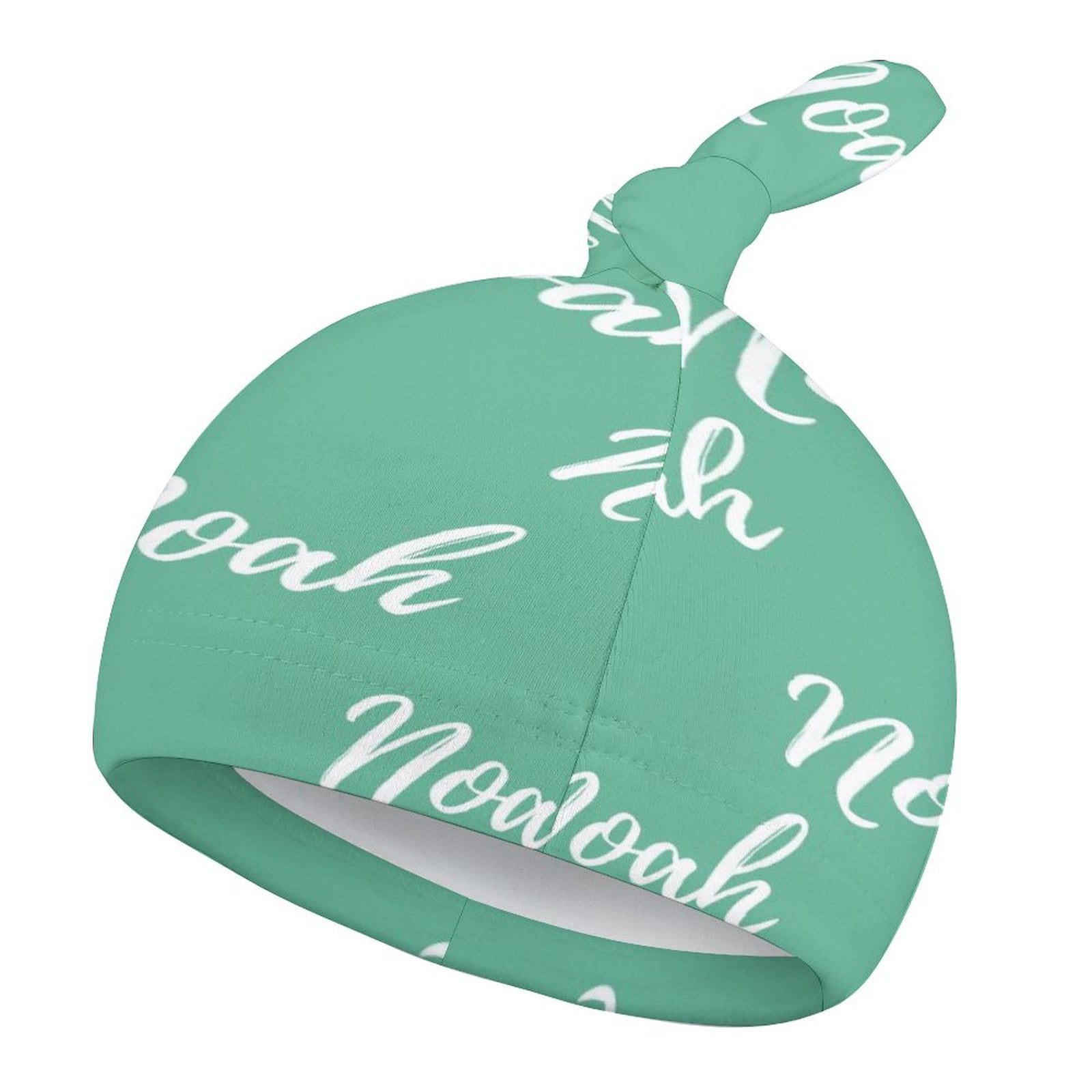 Personalized Baby Knot Hats – Set of 2 Soft Double-Faced Beanies with Name Green Collection