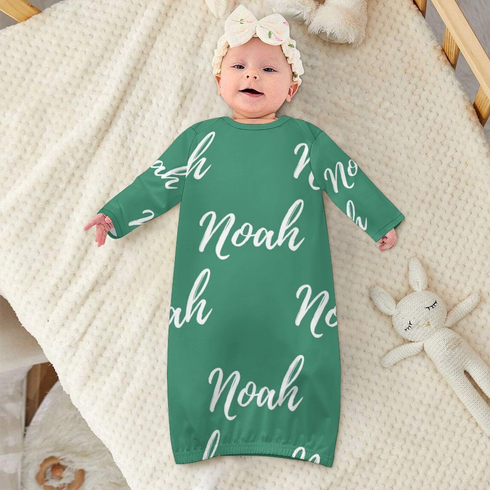 Personalized Baby Sleeper Gown With Name – Green Collection