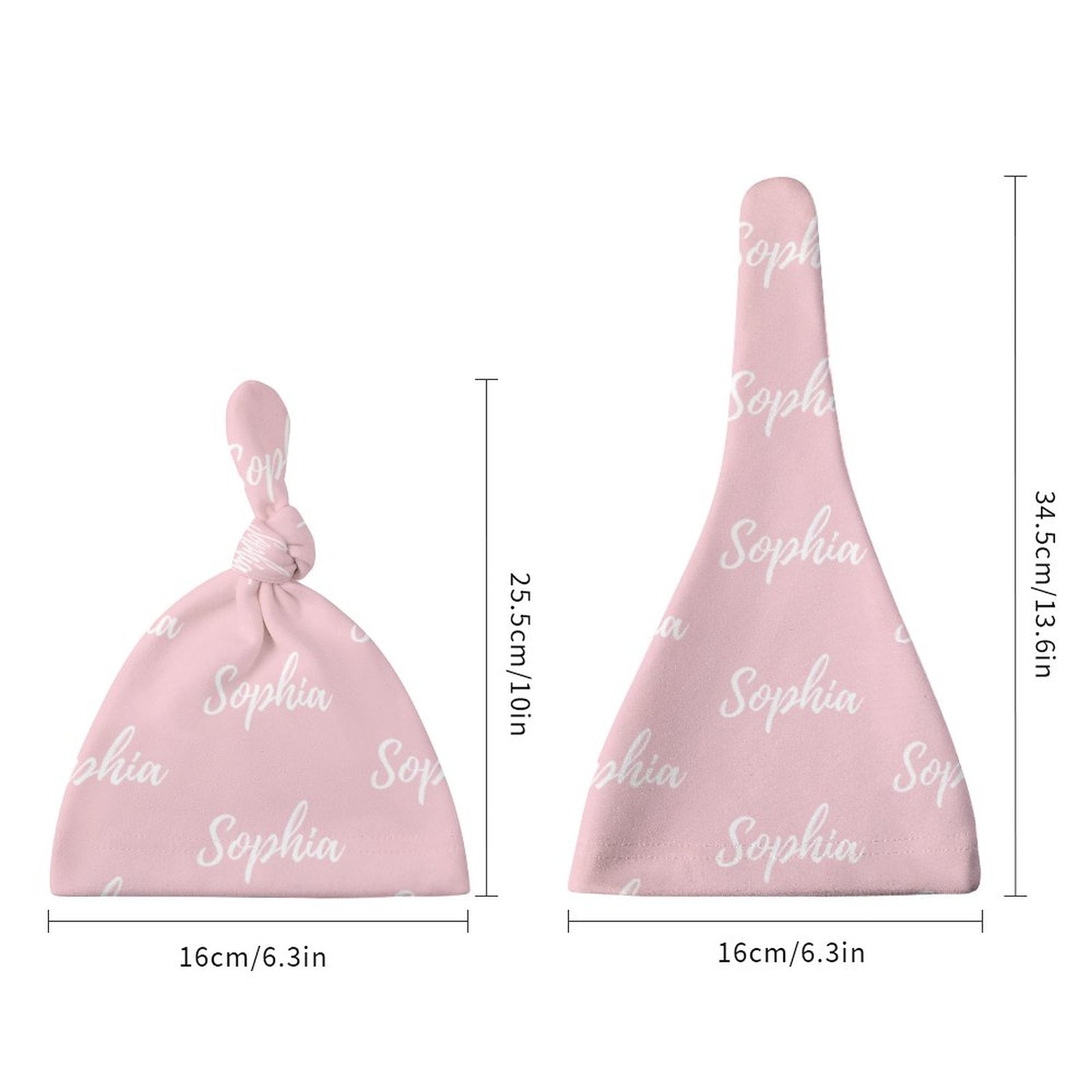 Personalized Baby Knot Hats – Set of 2 Soft Double-Faced Beanies with Name Pink Collection