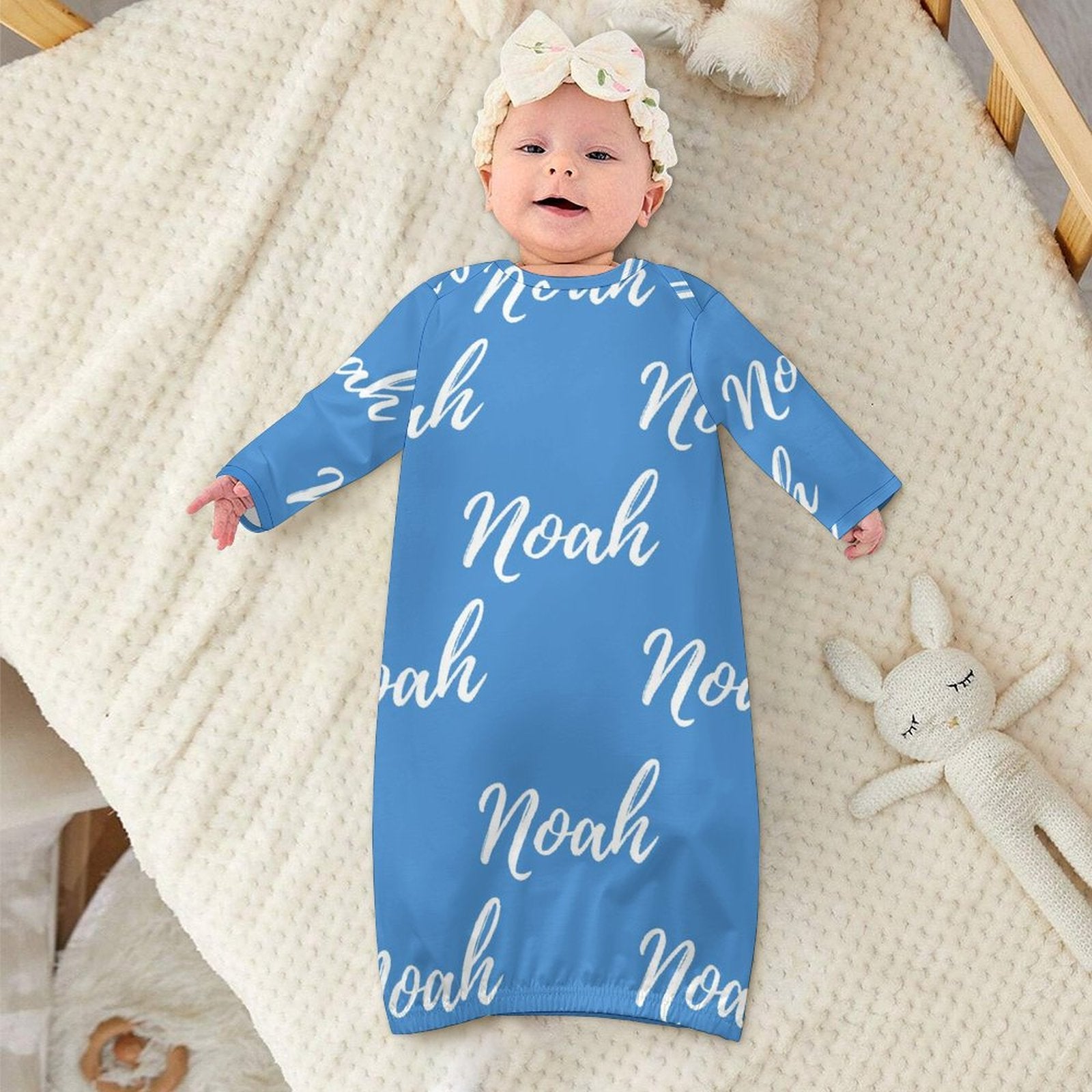 Personalized Baby Sleeper Gown With Name – Blue Collection