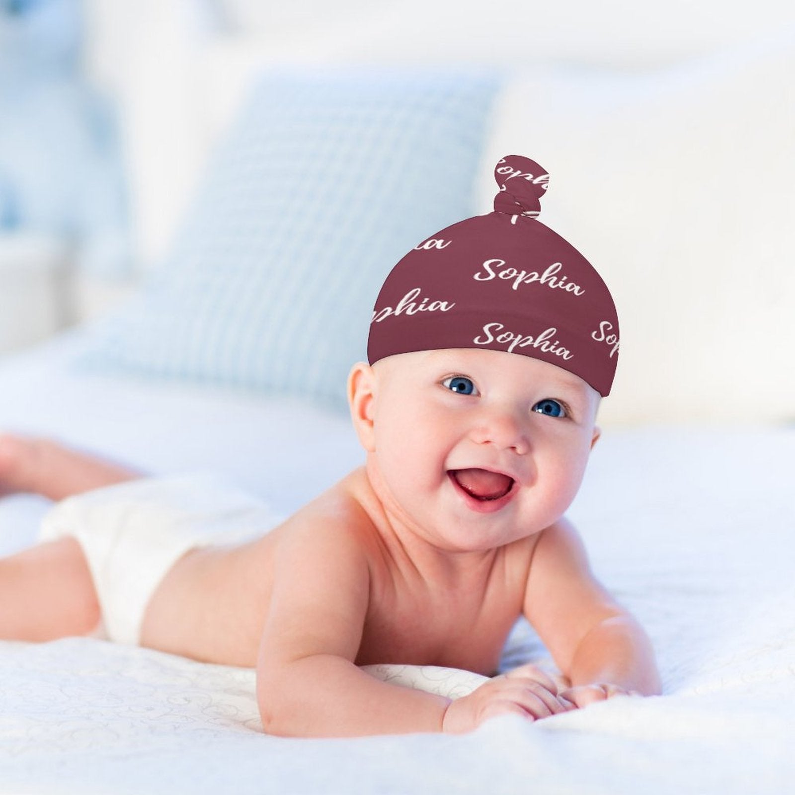 Personalized Baby Knot Hats – Set of 2 Soft Double-Faced Beanies with Name Pink Collection