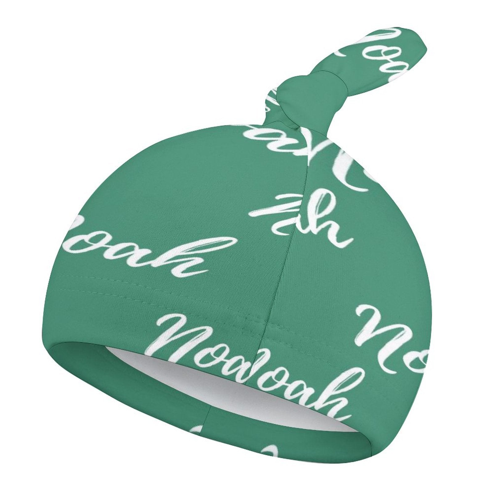 Personalized Baby Knot Hats – Set of 2 Soft Double-Faced Beanies with Name Green Collection