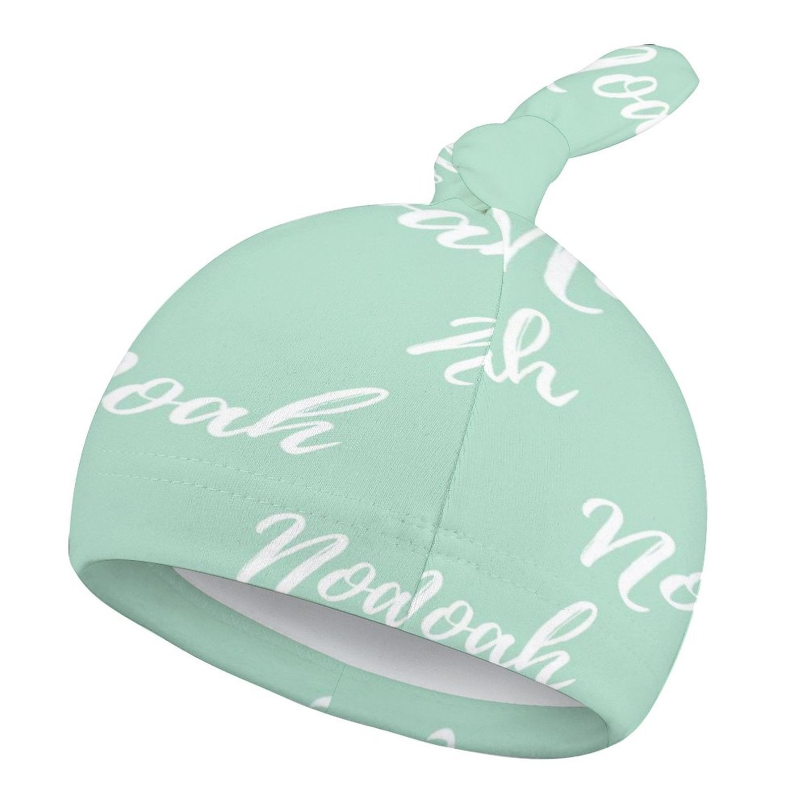 Personalized Baby Knot Hats – Set of 2 Soft Double-Faced Beanies with Name Green Collection