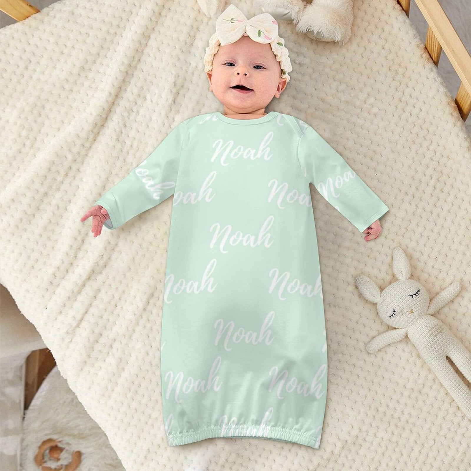 Personalized Baby Sleeper Gown With Name – Green Collection