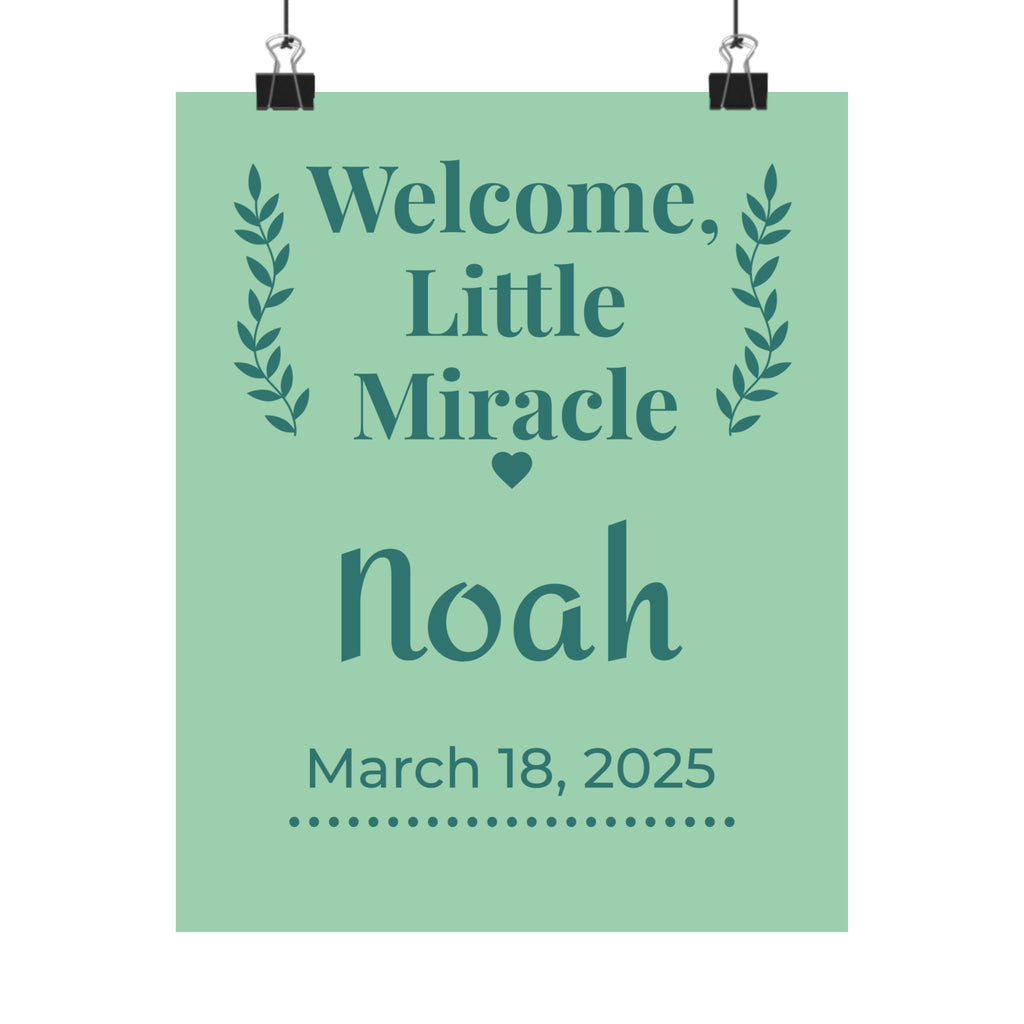 Personalized Nursery Poster – "Sage Boho Welcome"
