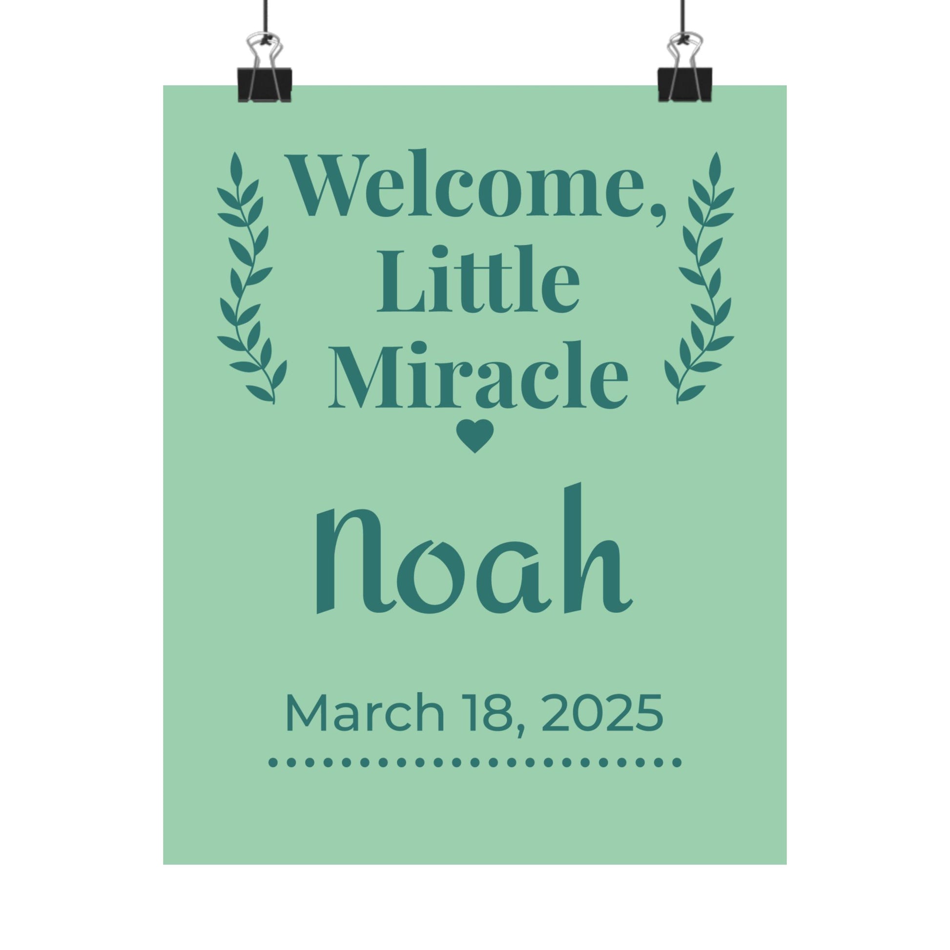 Personalized Nursery Poster – "Sage Boho Welcome"