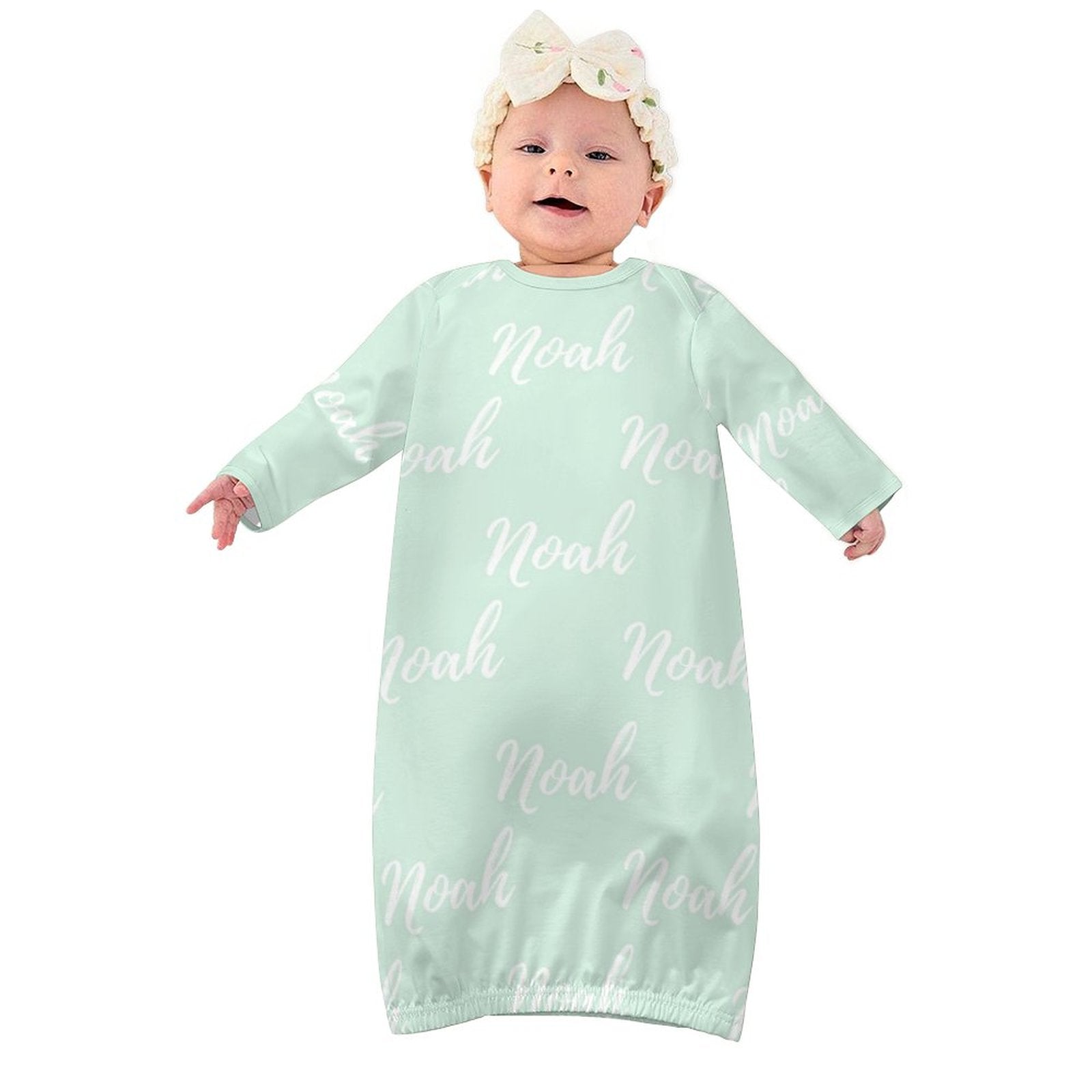 Personalized Baby Sleeper Gown With Name – Green Collection