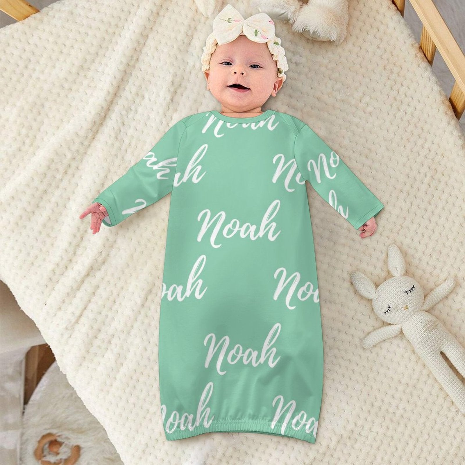 Personalized Baby Sleeper Gown With Name – Green Collection