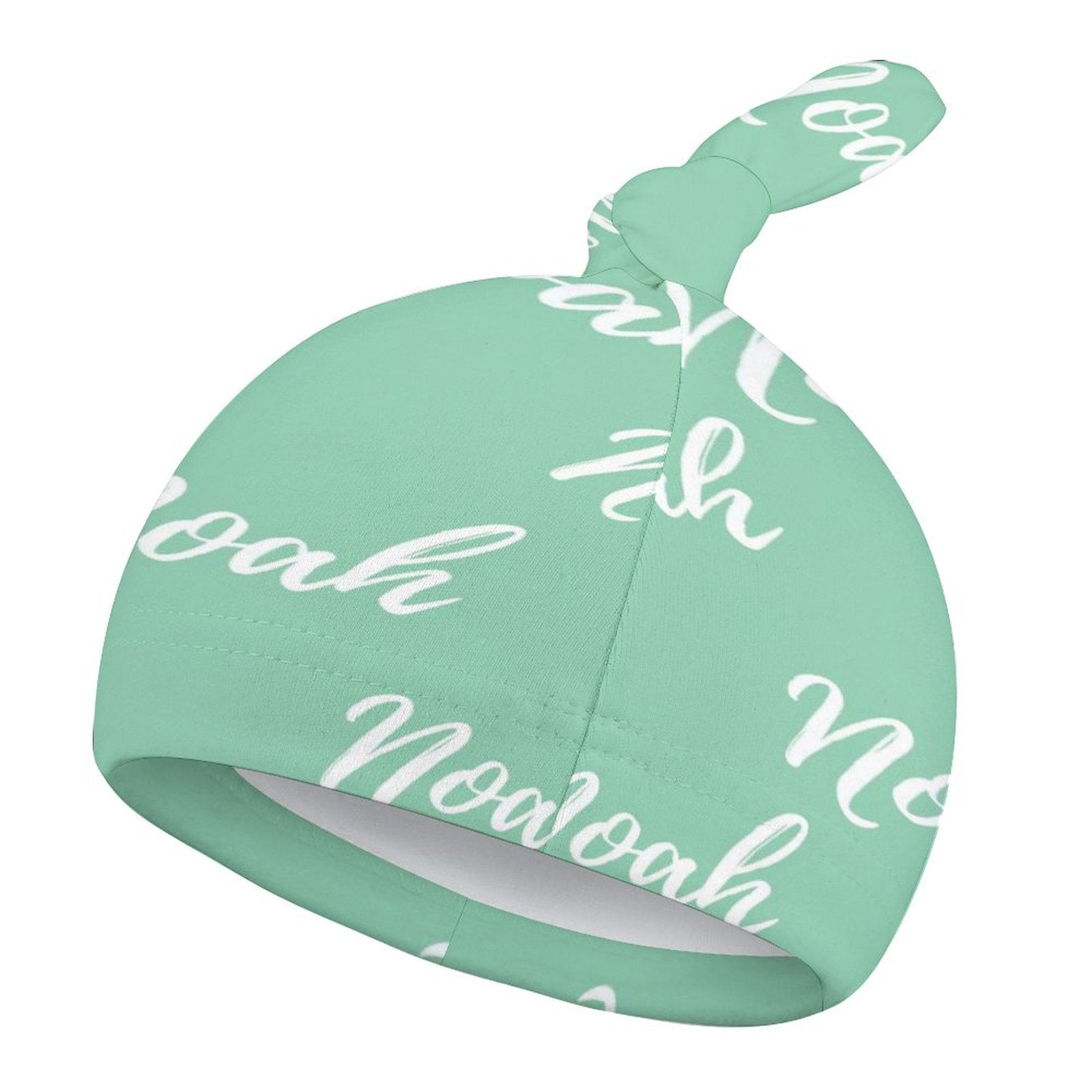 Personalized Baby Knot Hats – Set of 2 Soft Double-Faced Beanies with Name Green Collection