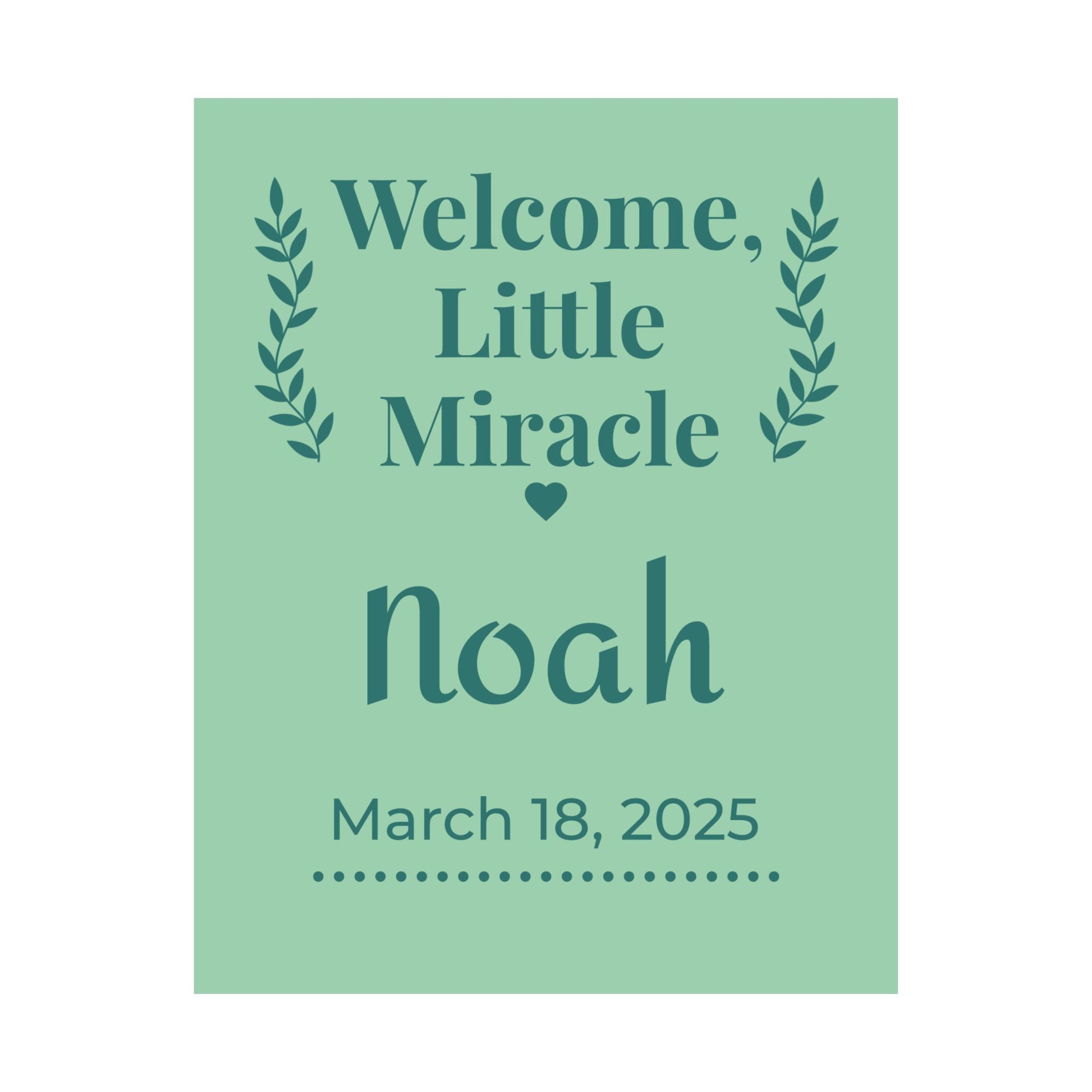 Personalized Nursery Poster – "Sage Boho Welcome"
