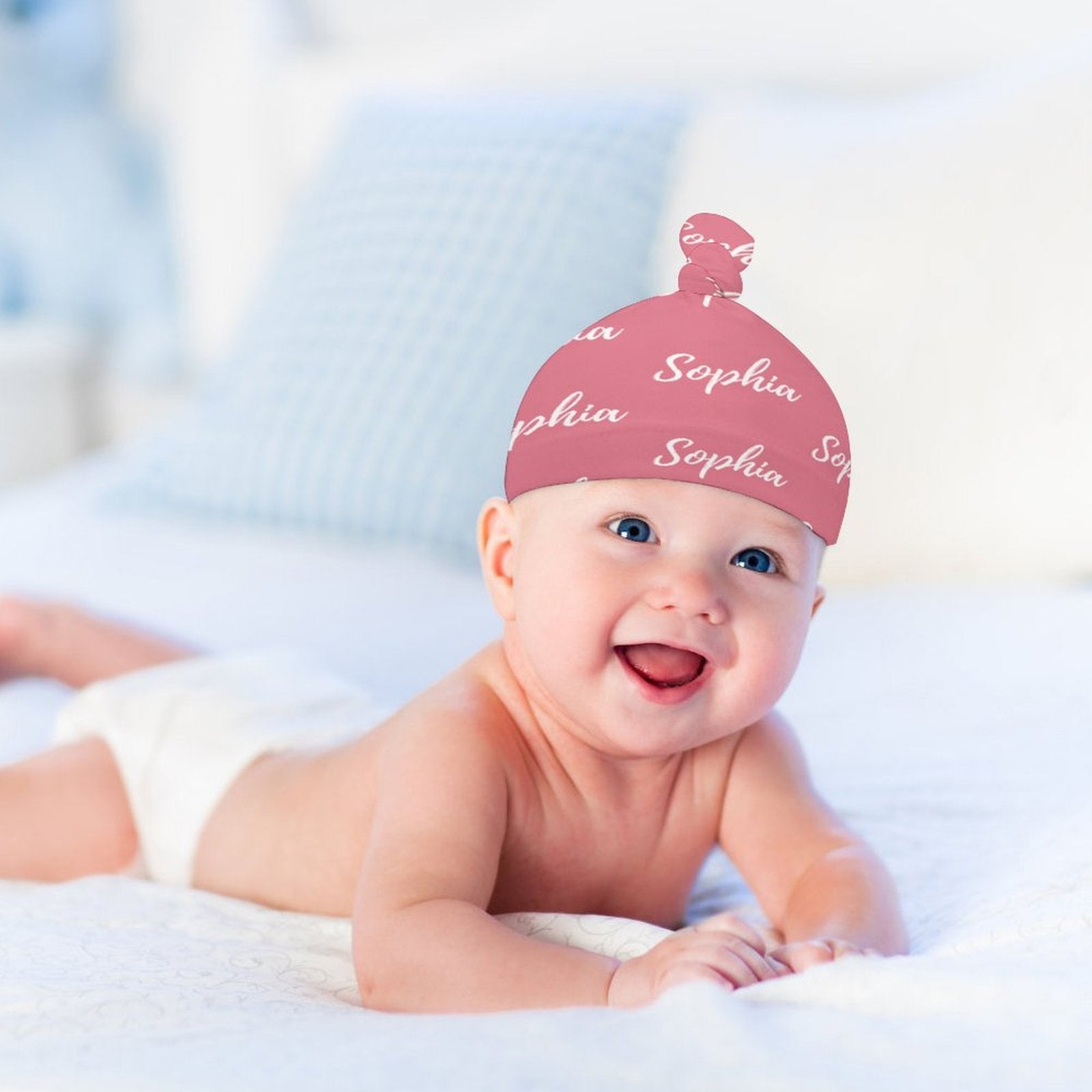 Personalized Baby Knot Hats – Set of 2 Soft Double-Faced Beanies with Name Pink Collection