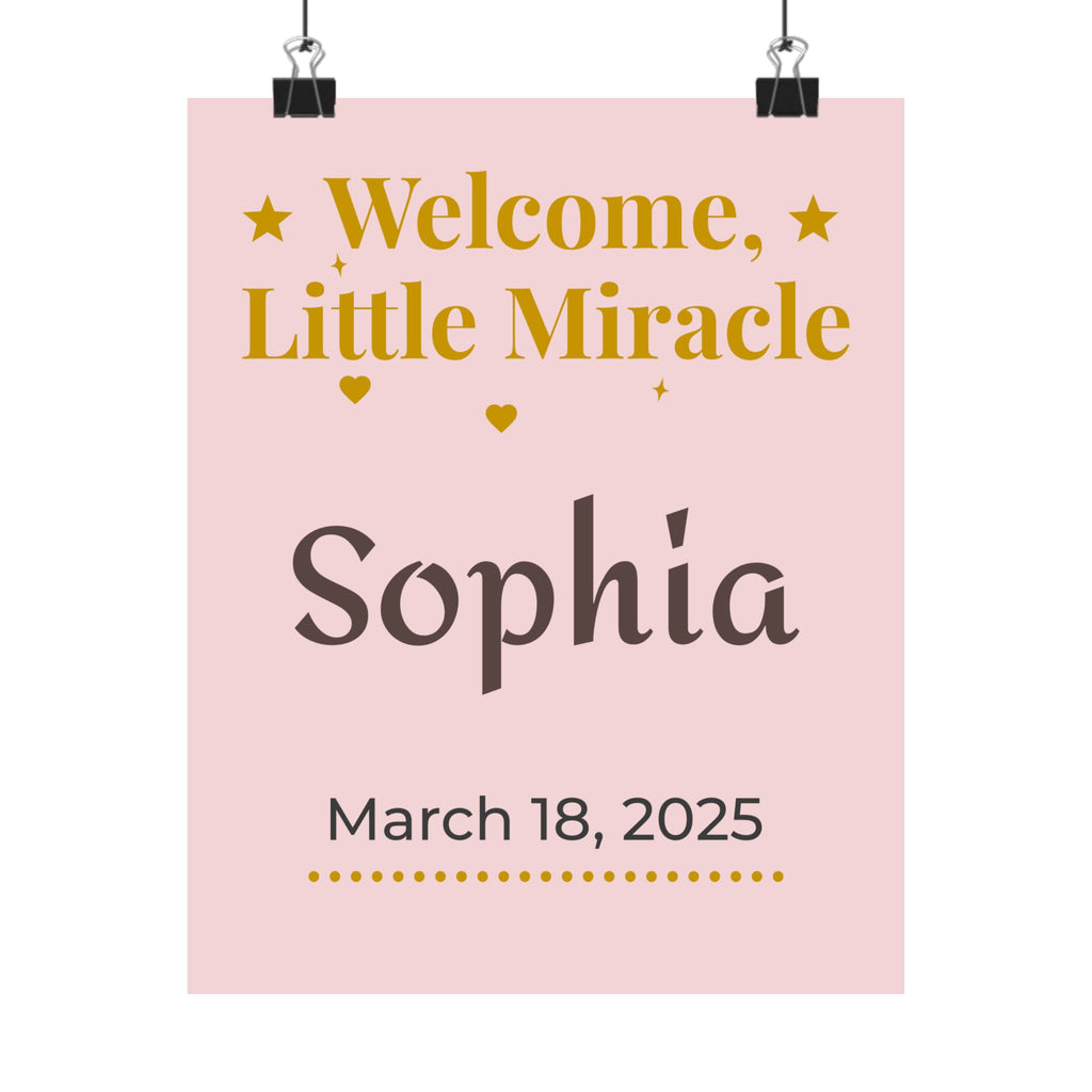 Personalized Nursery Poster – "Welcome, Little Miracle"