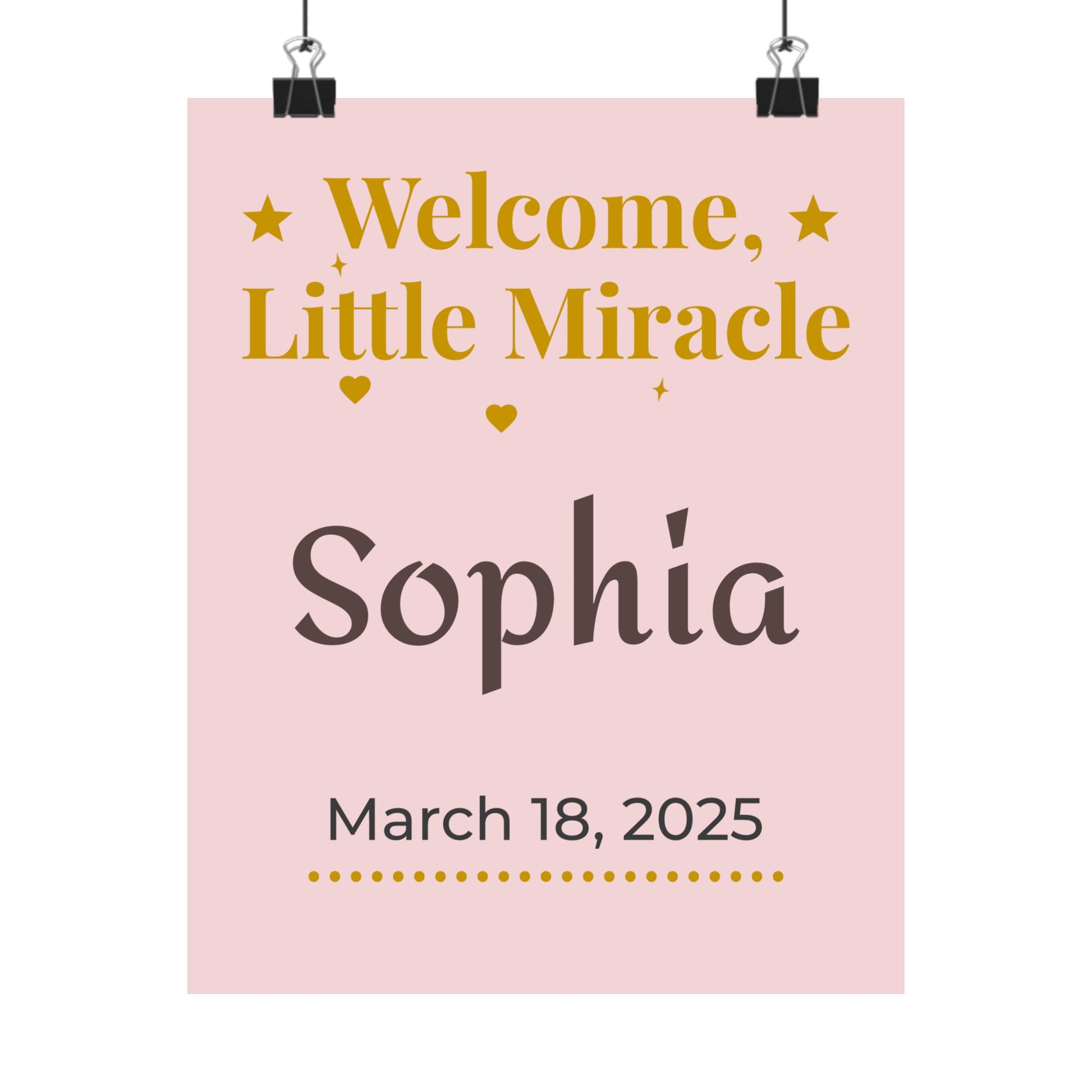 Personalized Nursery Poster – "Welcome, Little Miracle"