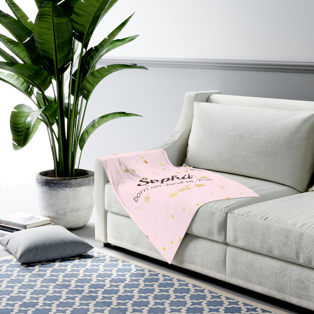 Personalized Baby Name and Birth Date Swaddle Blanket