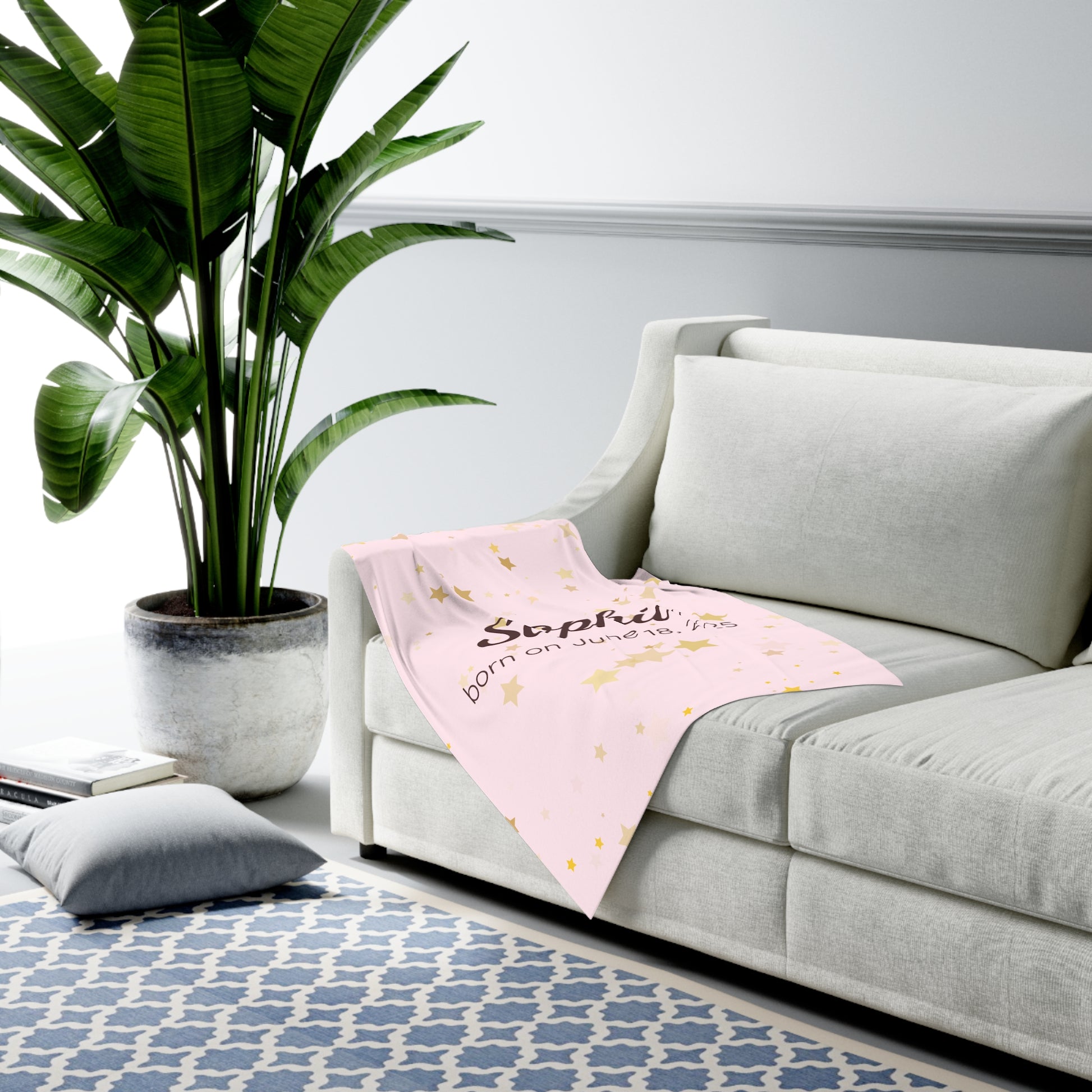 Personalized Baby Name and Birth Date Swaddle Blanket