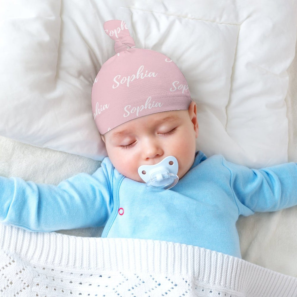 Personalized Baby Knot Hats – Set of 2 Soft Double-Faced Beanies with Name Pink Collection