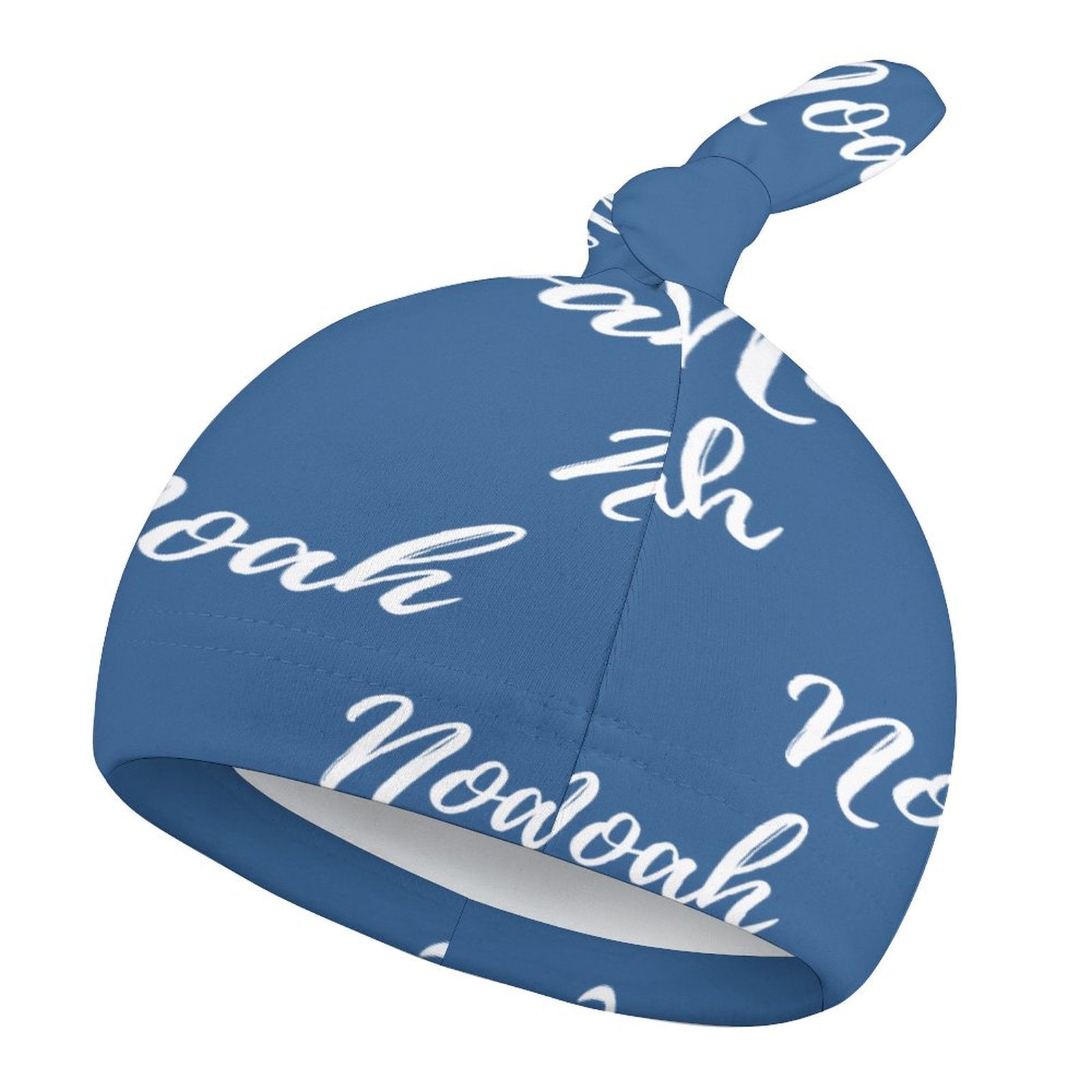 Personalized Baby Knot Hats – Set of 2 Soft Double-Faced Beanies with Name Blue Collection