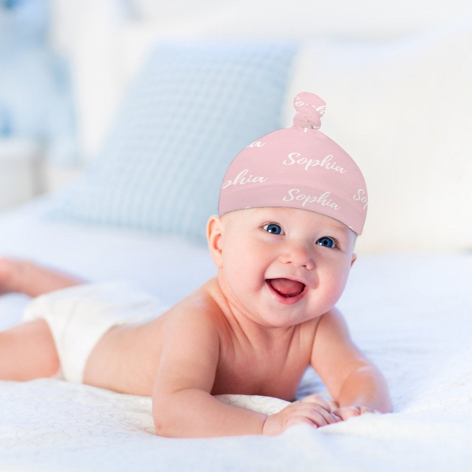 Personalized Baby Knot Hats – Set of 2 Soft Double-Faced Beanies with Name Pink Collection