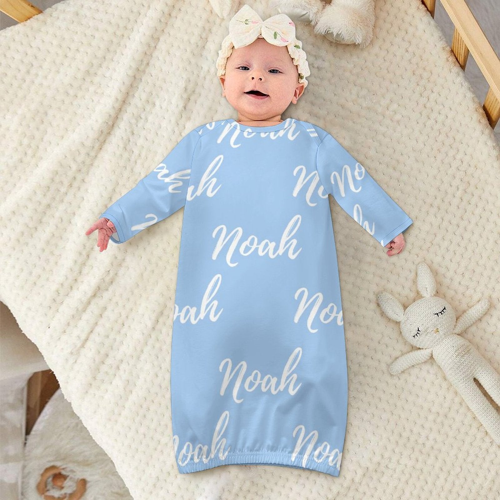 Personalized Baby Sleeper Gown With Name – Blue Collection