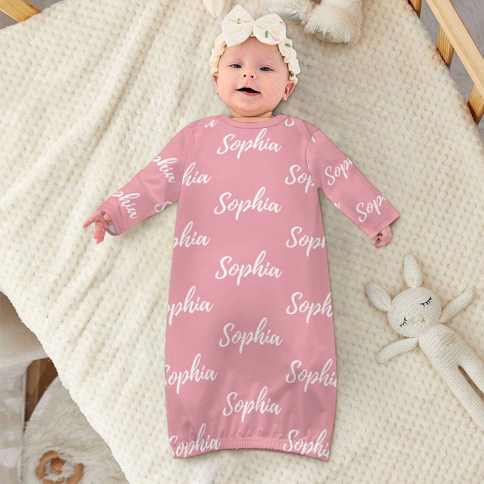 Personalized Baby Sleeper Gown With Name – Pink Collection