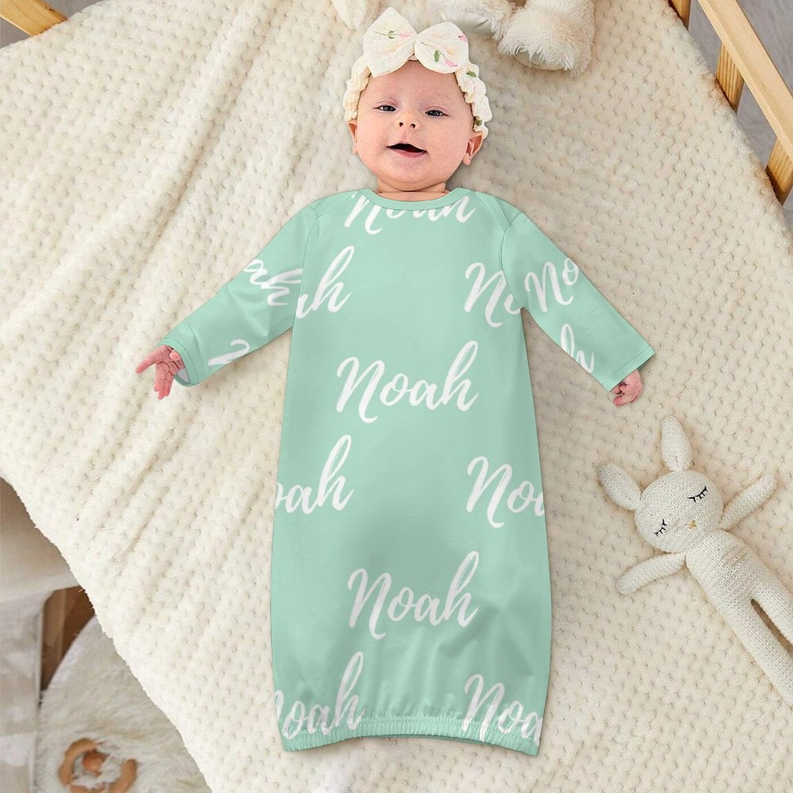 Personalized Baby Sleeper Gown With Name – Green Collection