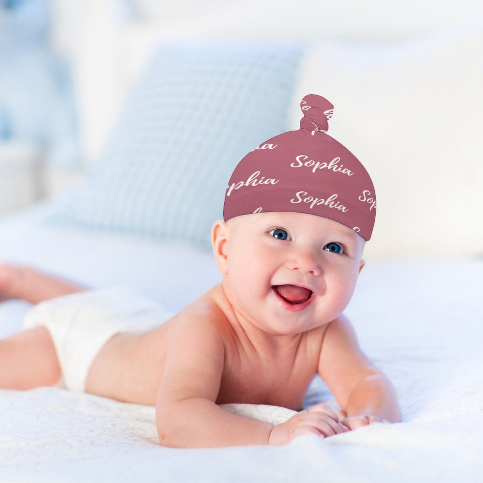 Personalized Baby Knot Hats – Set of 2 Soft Double-Faced Beanies with Name Pink Collection
