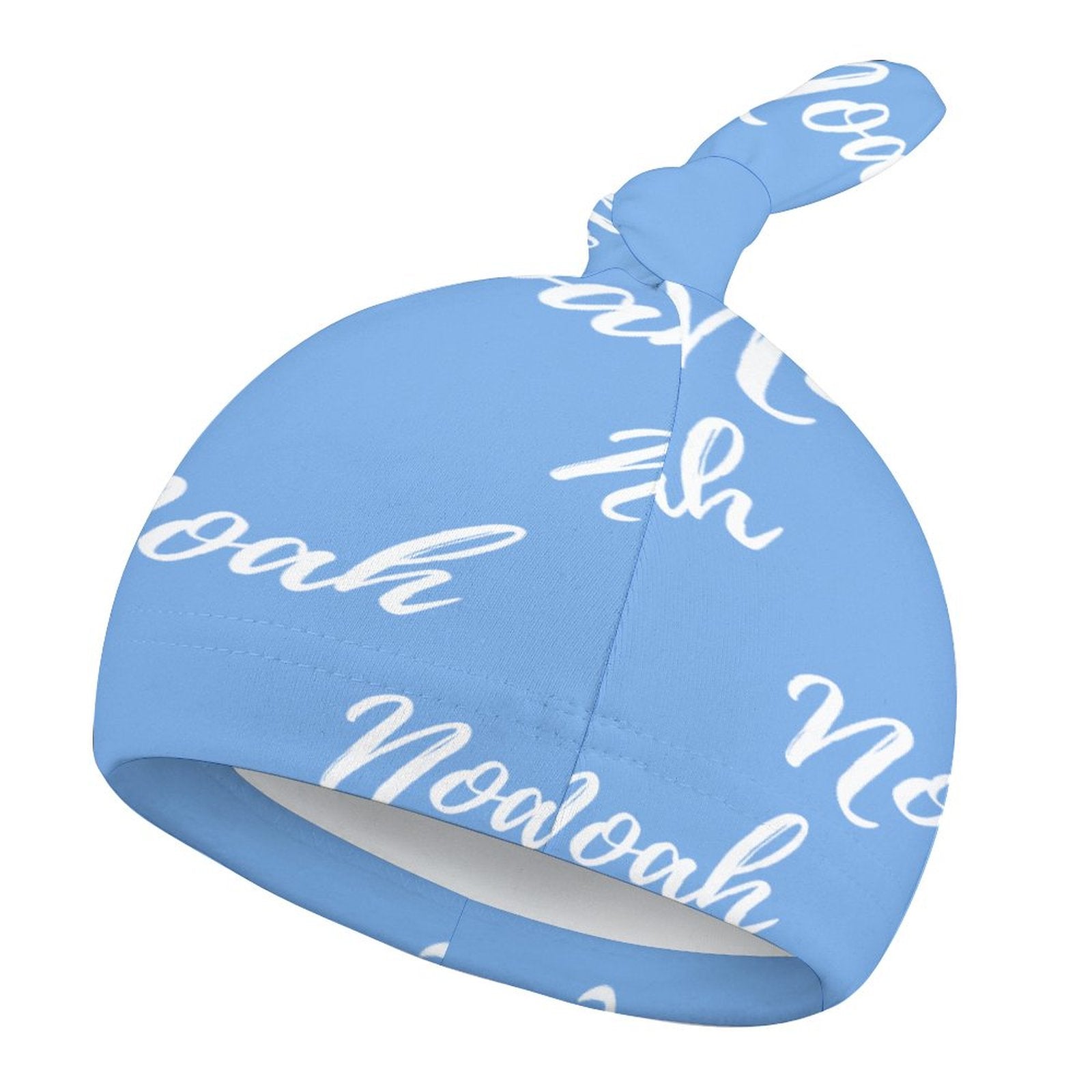 Personalized Baby Knot Hats – Set of 2 Soft Double-Faced Beanies with Name Blue Collection